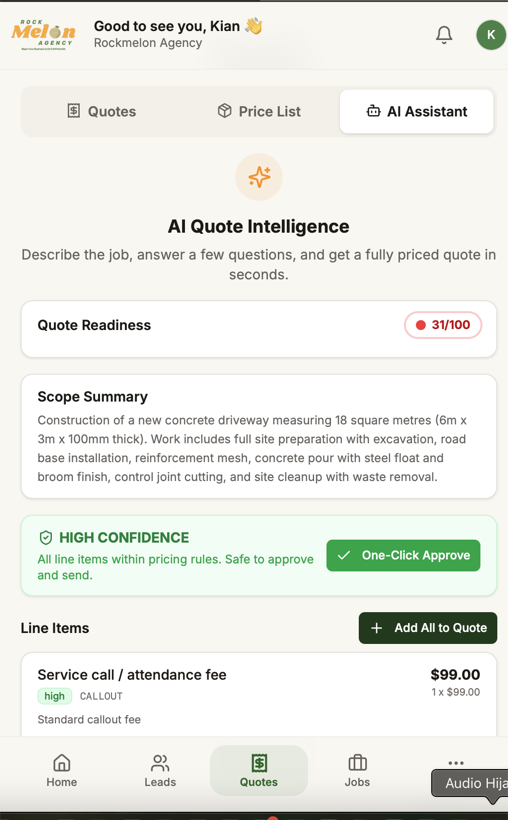 Rockmelon AI Quoter